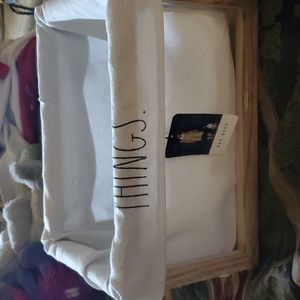 Rae dunn duo storage 2022 wood cloth basket words thing 🎁one rae dunn surprise